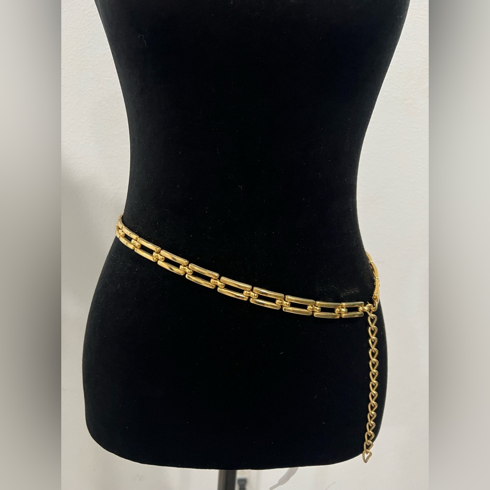 Vintage Escada Gold Link Chain Belt |Spain| Adjustable Luxury Statement Belt 33”